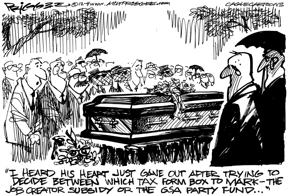  DEATH BY TAXES by Milt Priggee