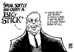 BIDEN AND BIG STICKS, B/W by Randy Bish