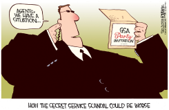 SECRET SERVICE SCANDAL WORSENS  by Rick McKee