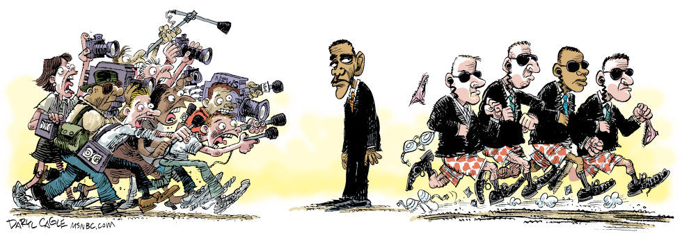 Obama Media and Secret Service COLOR