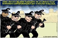 LAPD FLASHLIGHTS IN FALLOUJA by Monte Wolverton