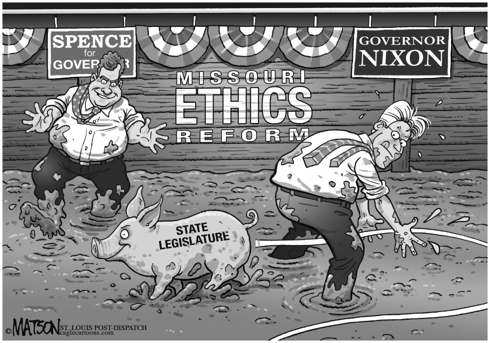  LOCAL MO-GOVERNOR NIXON AND CANDIDATE SPENCE EMBRACE ETHICS REFORM by RJ Matson