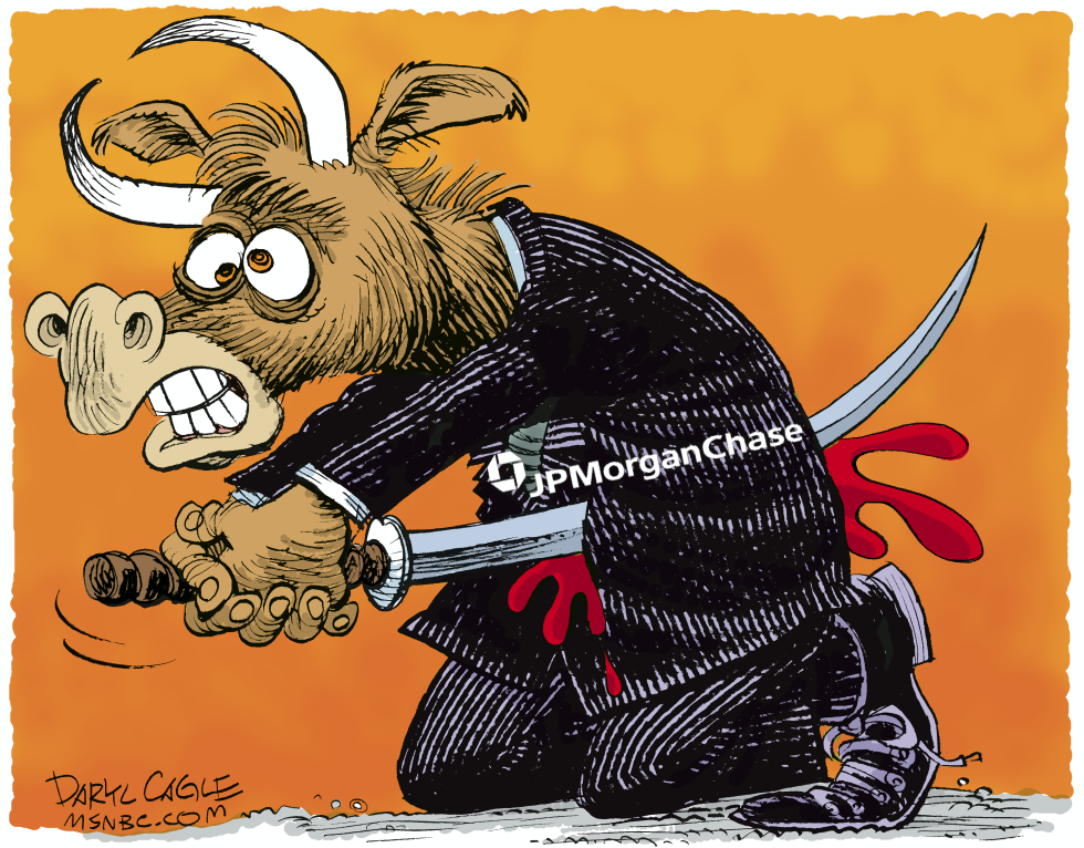  JP MORGAN CHASE SELF DESTRUCTS by Daryl Cagle