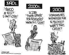 COLLEGE DEBT BUBBLE BW by John Cole