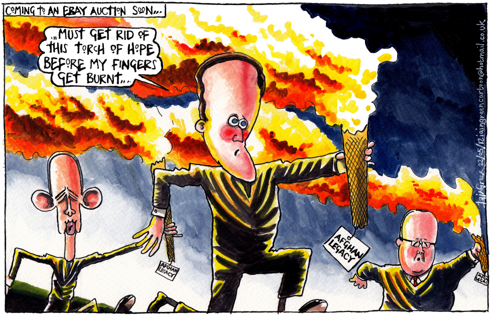 OBAMA CAMERON HOLLANDE FLAMING AFGHAN TORCH LEGACY