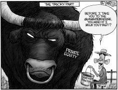 MILKING THE WALL ST BULL by Christopher Weyant
