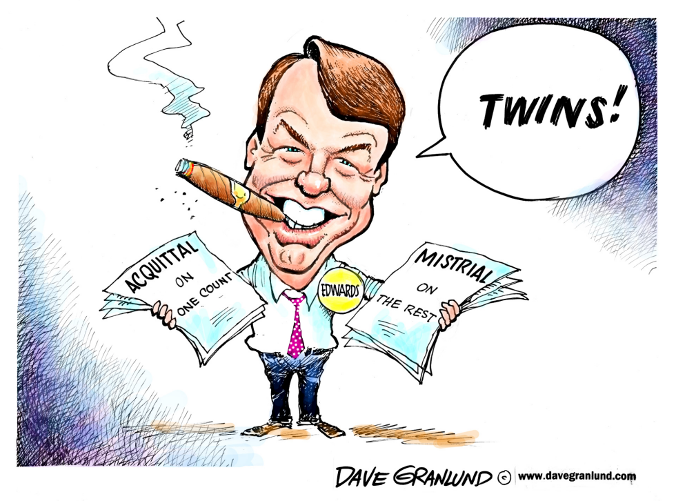  JOHN EDWARDS TRIAL TWINS by Dave Granlund