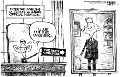 THE BUCK STOPS WITH BUSH PORTRAIT by Rick McKee