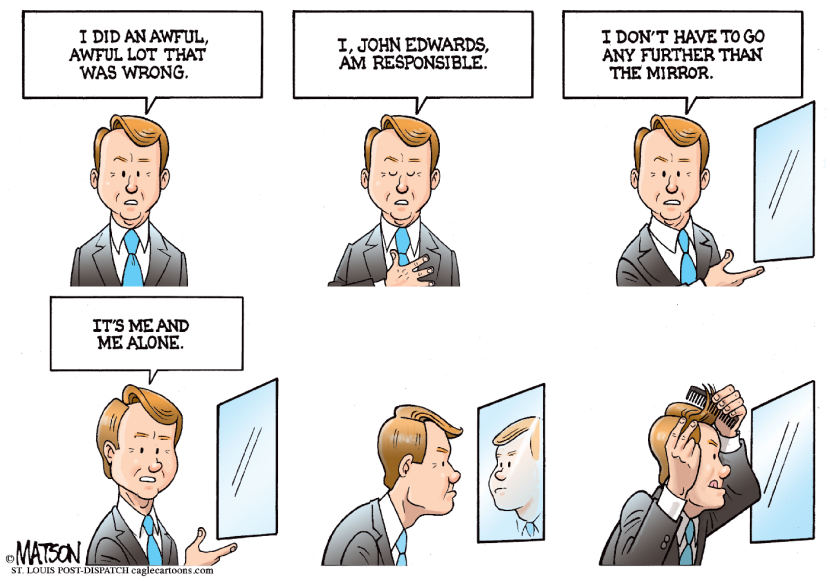 John Edwards Looks At The Man In The Mirror-COLOR