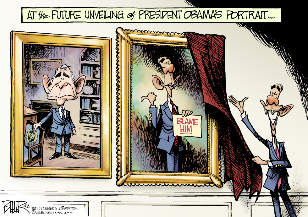 Bush and Obama Portrait COLOR