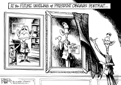 BUSH AND OBAMA PORTRAIT by Nate Beeler