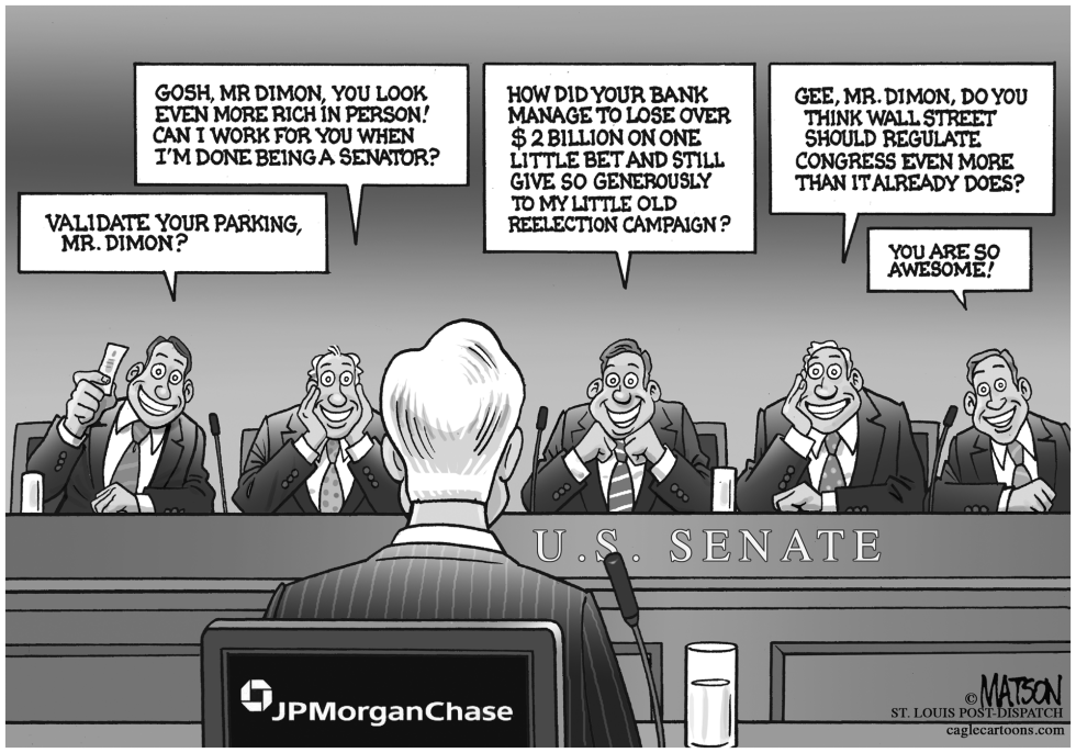  SENATORS SWOON OVER JP MORGAN CHIEF JAMIE DIMON by RJ Matson