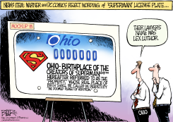 LOCAL OH - SUPERMAN LICENSE PLATE  by Nate Beeler