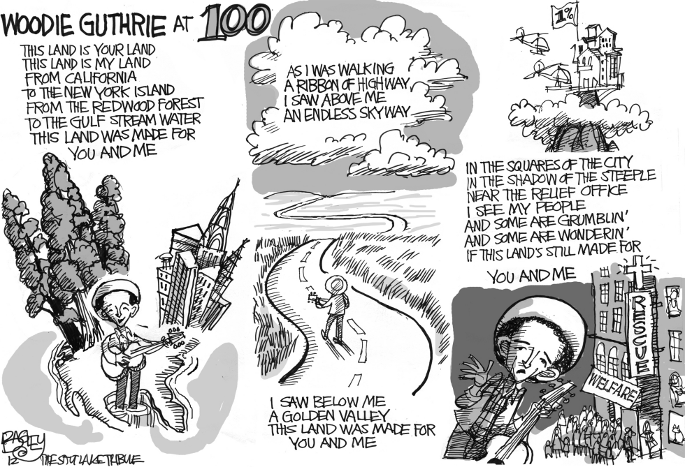  WOODIE GUTHRIE AT 100 by Pat Bagley