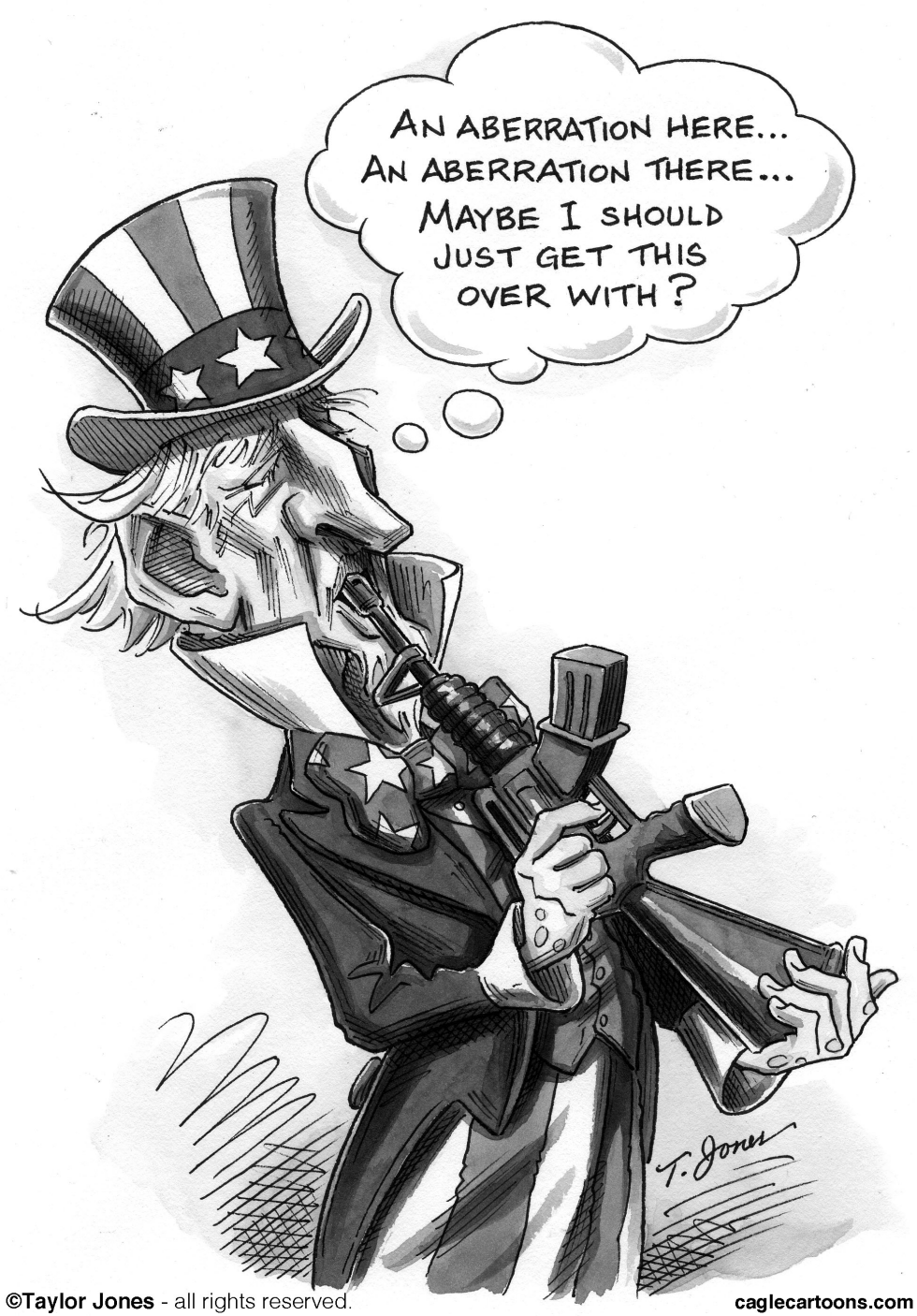 Uncle Sam ponders gun violence