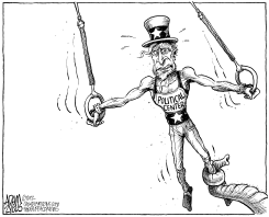 GOVERNMENT PULLED TO THE RIGHT  by Adam Zyglis