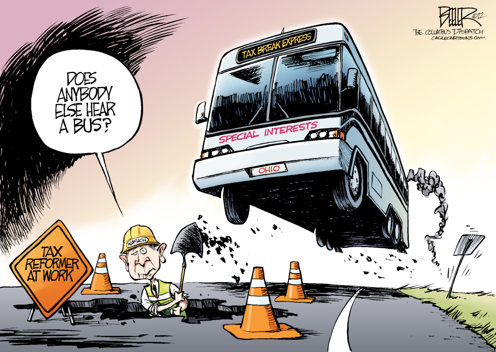  LOCAL OH - KASICH HEARS A BUS by Nate Beeler