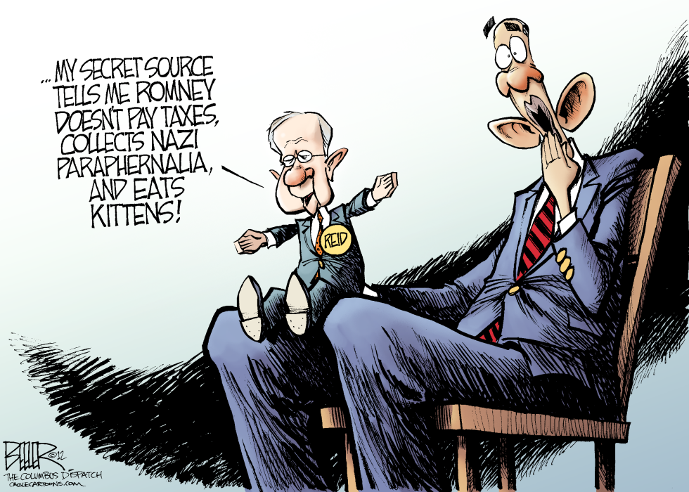  HARRY REID HITS ROMNEY by Nate Beeler