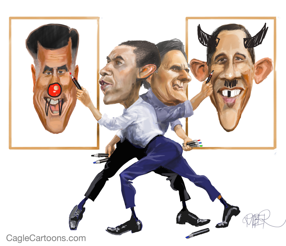  OBAMA AND ROMNEY SCRAWLING by Riber Hansson