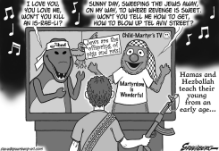 HAMAS-HEZBOLLAH KIDDIE TV BW by Steve Greenberg
