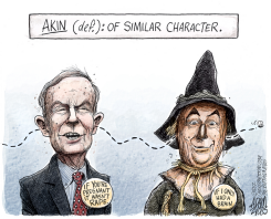 AKIN MISSING HIS BRAIN by Adam Zyglis