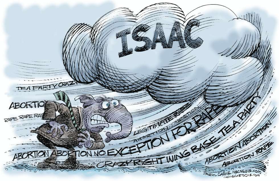  HURRICANE ISAAC DELAYS GOP CONVENTION by Daryl Cagle