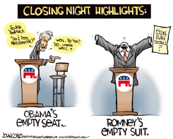 EASTWOOD AND ROMNEY  by John Cole