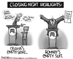 EASTWOOD AND ROMNEY BW by John Cole