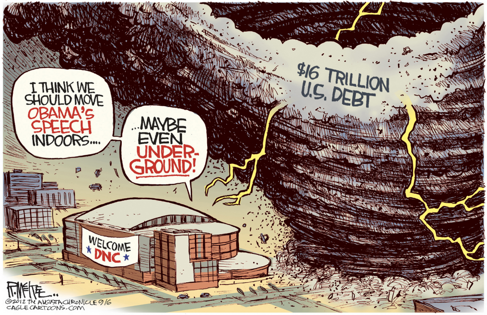  OBAMA'S INDOOR SPEECH by Rick McKee