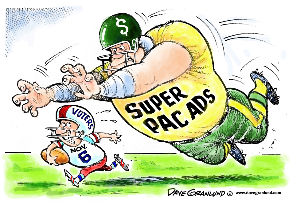  VOTERS AND SUPER PAC ADS by Dave Granlund