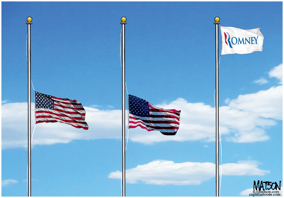 Romney Campaign Flies Flag at Full Staff-COLOR
