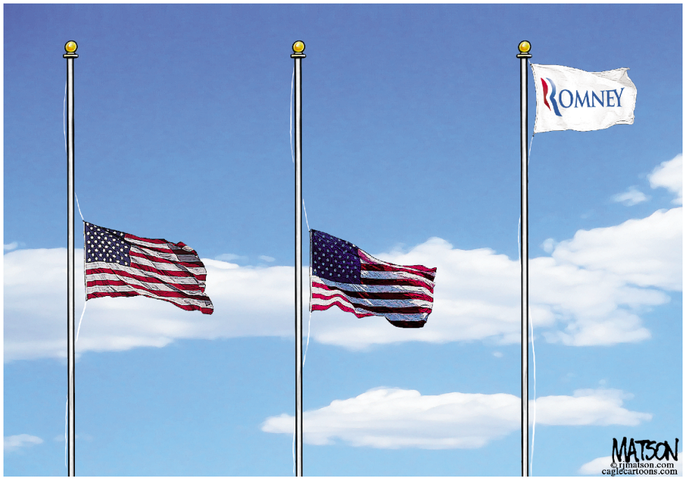 La Bandera de Campaña de Romney a Toda Asta
