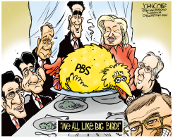 ROMNEY AND BIG BIRD  by John Cole