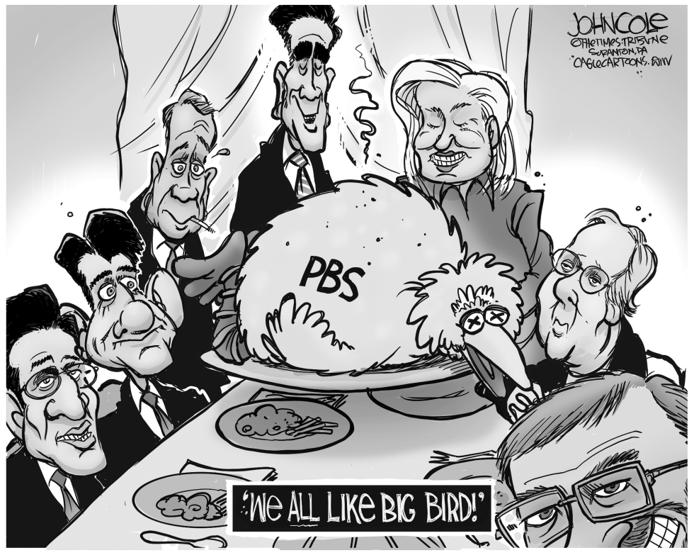 Romney and Big Bird BW