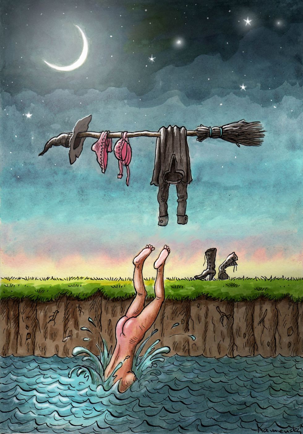 Skinny Dipping Witch