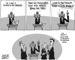OBAMA FINALLY READY BW by John Cole