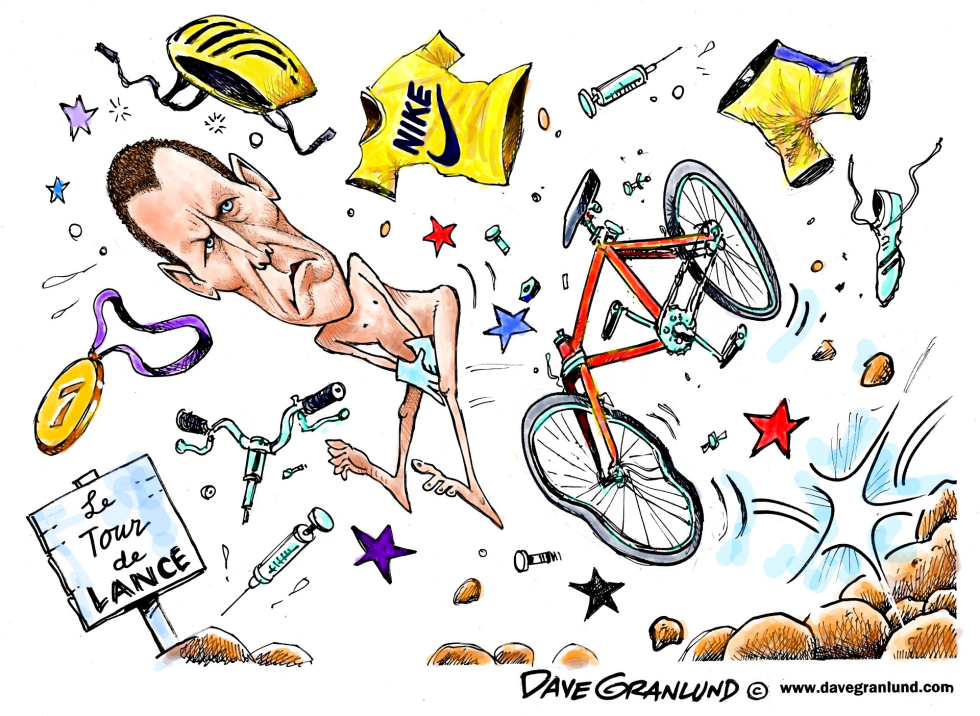  LANCE ARMSTRONG STRIPPED by Dave Granlund