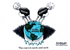 THE RACE IS NECK AND NECK by Jimmy Margulies