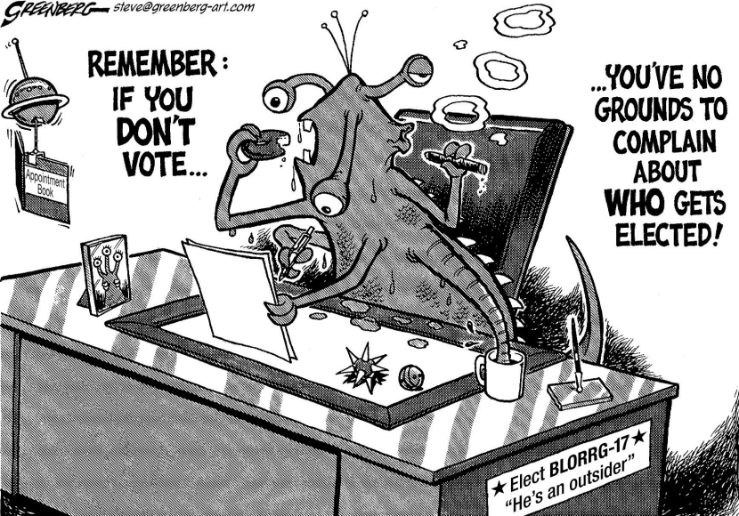 Vote or else bw