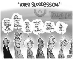 VOTER SUPPRESSION BW by John Cole