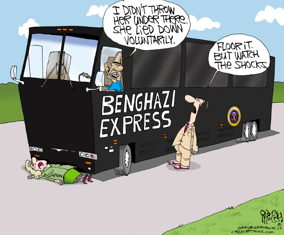  HILLARY UNDER BENGHAZI BUS by Gary McCoy