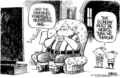 SANTA POWERBALL by Rick McKee