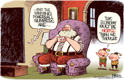 SANTA POWERBALL  by Rick McKee