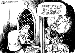 THE POPE JOINS TWITTER by Nate Beeler