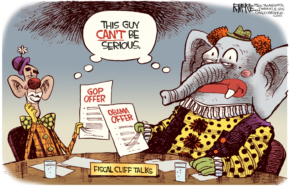  FISCAL CLIFF CLOWNS by Rick McKee