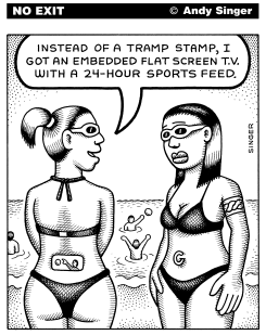 EMBEDDED FLAT SCREEN TATTOO by Andy Singer