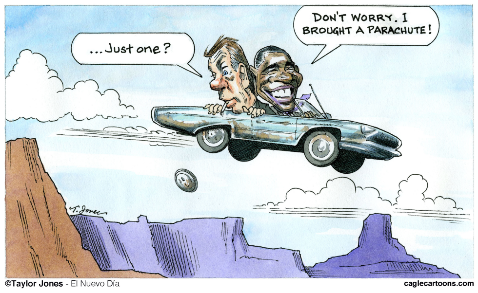 Obama and Boehner - Cliff Driving - COLOR
