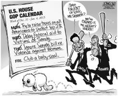 BOEHNER AND CANTOR GO CLUBBING BW by John Cole