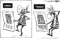 COMEDY VS TRAGEDY by Rick McKee