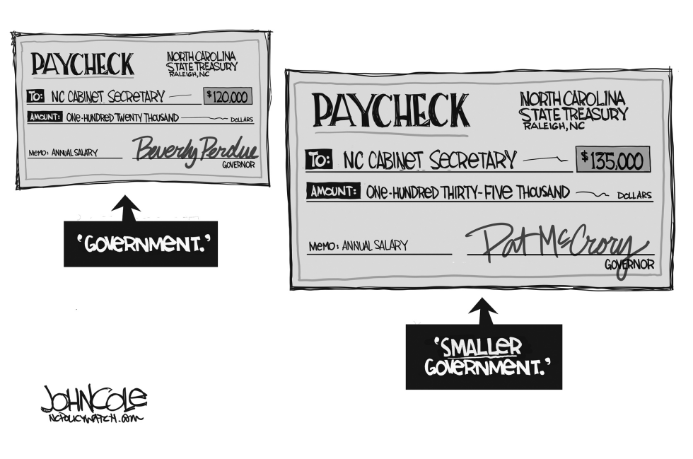LOCAL NC -- McCrory cabinet paychecks BW